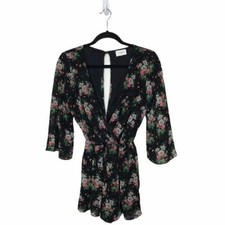 Everly Black Floral Printed Romper Small