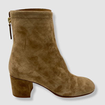 $1195 Gianvito Rossi Women's Beige Suede Ankle Bootie Boot Shoes Size 36.5