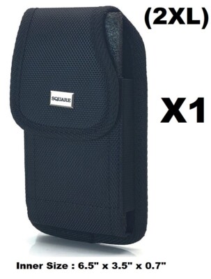 (2XL) Rugged Cell Phone Vertical Pouch With Metal Clip and Belt Loop Holster