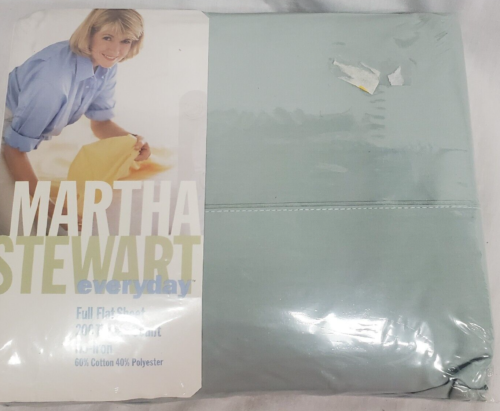 vtg Martha Stewart Everyday Full Flat Sheet Mist Green Solid - Picture 1 of 4