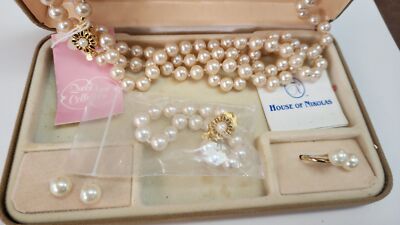 Queen Anne Collection 8mm Pearl 18"-24" Necklace Ring Earrings ...