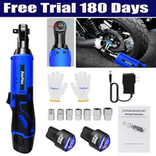 12V Electric Cordless Ratchet 3/8"Right Angle Wrench Impact Power Tool 2 Battery