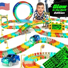 Race Track Cars Kids Gift Set Twister Glow in the Dark Flexible Magic Twisting