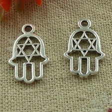 Free Ship 260 pcs tibetan silver star hand charms 21x13mm L-3356