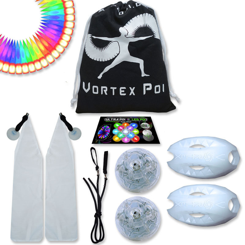 Vortex Poi UltraPoi Best Light Up Glow LED Poi Set Flow Rave Dance  Light Toy