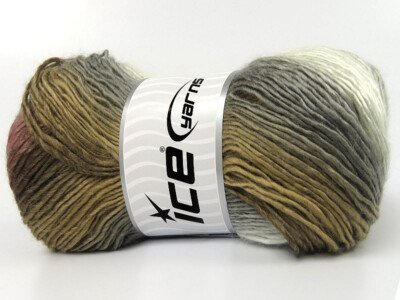 4-Skein Lot Lana Bella Yarn wool Light 4x100g/250m Brown Grey White Orchid
