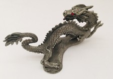 Hudson 1986 Fine Pewter Dragon Made in USA Red Eye Breathing Fire Heavy Unique