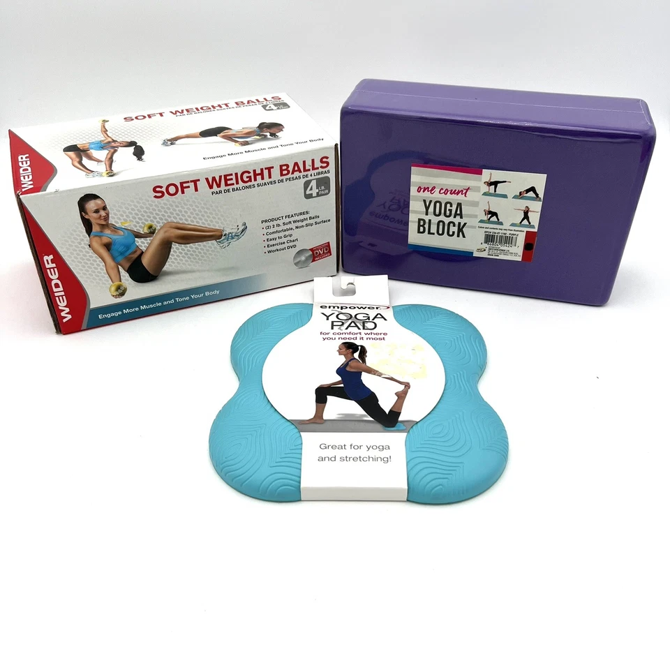 Bolas de peso suave Weider 2 libras cada una + almohadilla de yoga + bloque de yoga equipo de fitness Foto 2 de 4