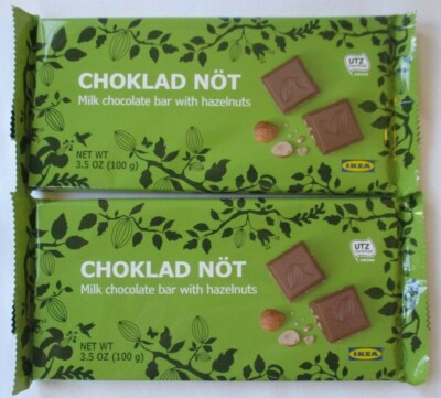 2 BARS IKEA CHOKLAD NOT MILK CHOCOLATE WITH HAZELNUTS 3.5-OZ
