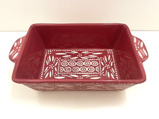 Temptations by "Tara" Red Carved Old World Poinsettia 1.5 Quart Baking Dish