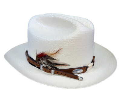 John B STETSON Vtg Western Straw Hat xxxxxxx Stetson leather band