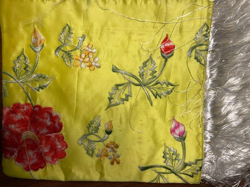 Embroidered Satin Square Table Topper with Satin Fringe *Each sold separately* - Picture 8 of 14
