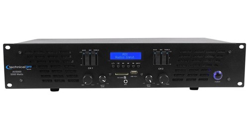 Technical Pro AX5000 5000w 2 Channel 2U DJ Power Amplifier w USB, SD ...