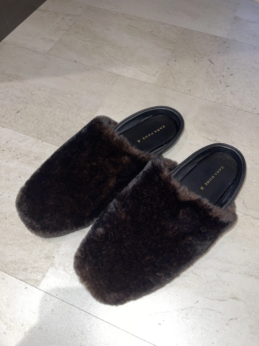 Zara Home faux fur slippers size 6 eBay