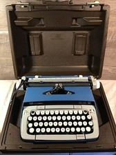 Vintage 1976 SMC Smith Corona Galaxie 12  Portable Blue Typewriter With Case thumbnail