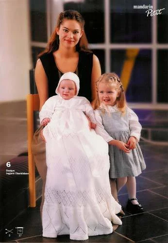 BABY CHRISTENING GOWN KNITTING PATTERNS gorgeous SANDNES gowns bonnets - Image 2 of 4