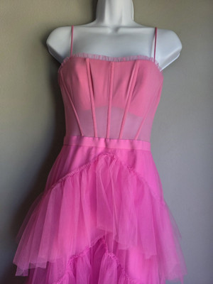 Hot Pink Tulle Tiered Corset Maxi Prom Dress Fairy Princess Size 2  BCBGMAXAZRIA | eBay