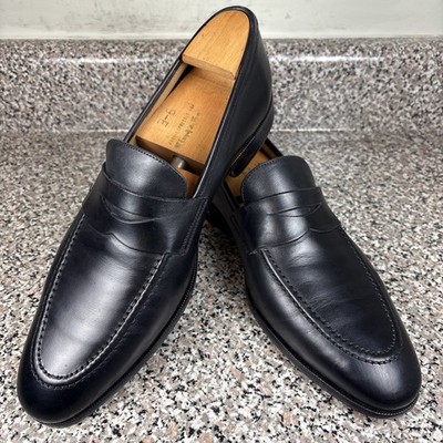 To Boot New York Tesoro Black Leather Half Strap Penny Loafers Men's Sz 8.5 VGUC