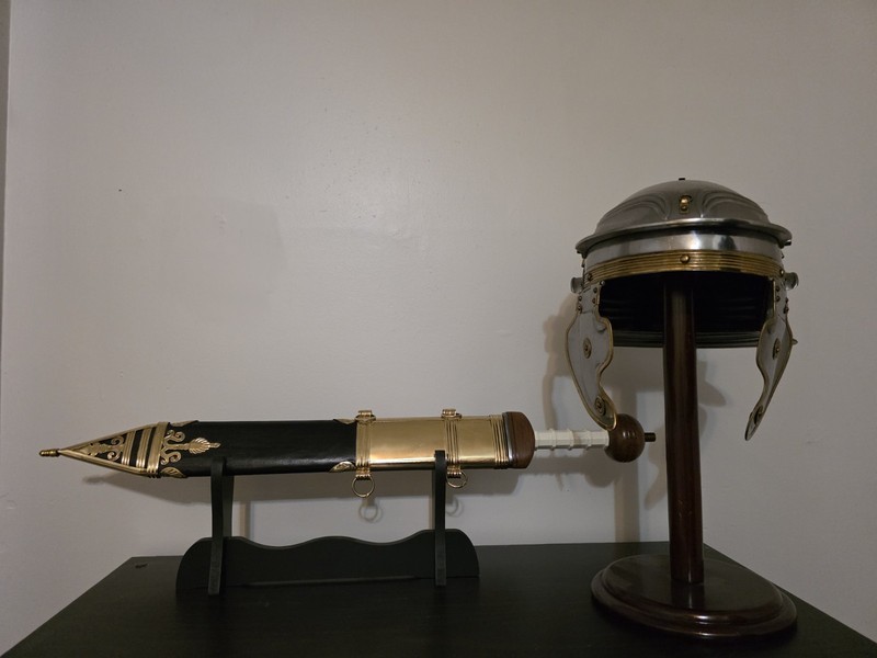 Roman Imperial Gallic Type F Helmet And Gladius Set