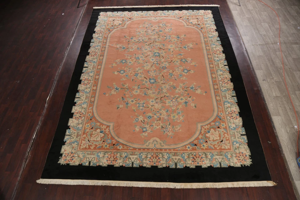 Vintage Vegetable Dye Floral Art Deco Nichols Chinese Rug 10x14 ft Oriental Rug - Image 2 of 4