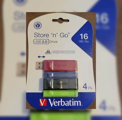 Verbatim Store 'n' Go 16GB USB 2.0 Flash Drive - 4 Pack Multicolor Retractable