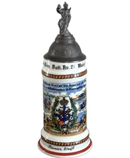Vintage German Regimental Beer Stein Pioneer Battalion No. 21 Mainz (1904–1906)