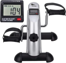 Mini Exercise Bike, Under Desk Pedal Exerciser Foot & Arm Cycle w/ LCD Display