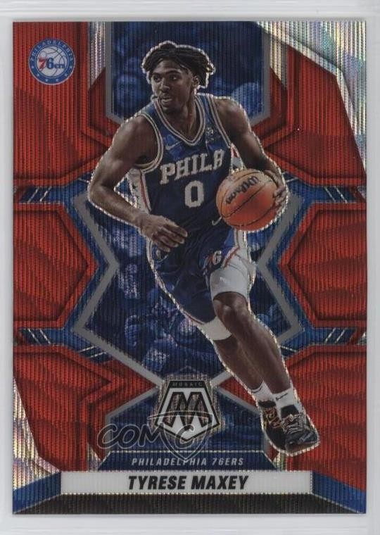 2021-22 Panini Mosaic Red Wave Mosaic Prizm Tyrese Maxey #49 7iu