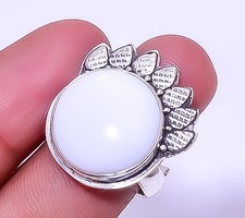 White Coral 925 Sterling Silver Artisan Handmade Ring Size Adjustable R55 