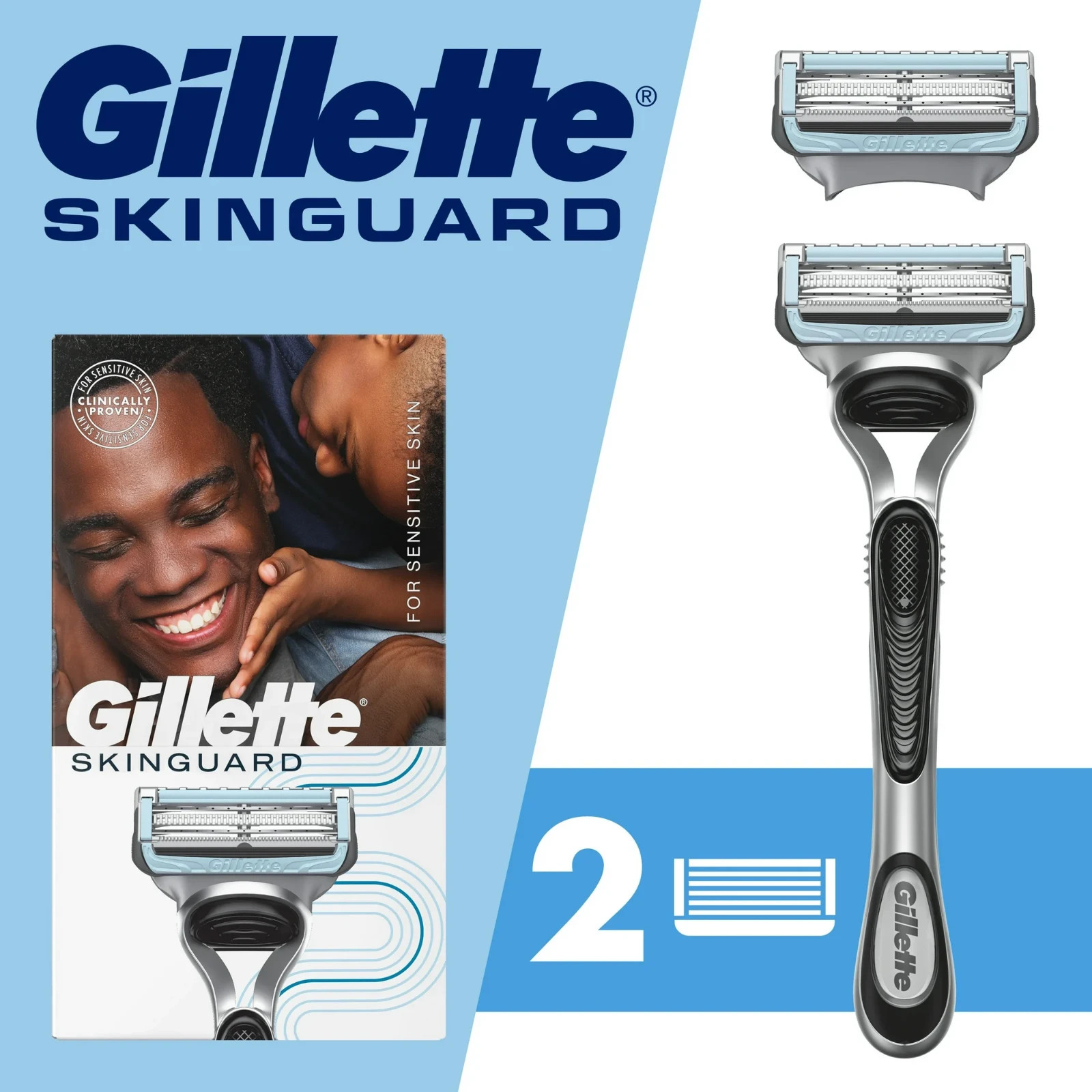 Gillette SkinGuard Men's Razor Handle and 2 Blade Refills