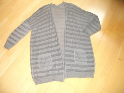 Strickjacke lang, sehr dünn grau   Gr. L