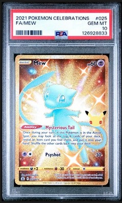 PSA 10 Mew 025/025 Gold Full Art Celebrations 25th Anniversary