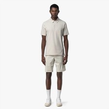 Polo uomo K-Way Vanoine beige slim fit in cotone stretch manica corta