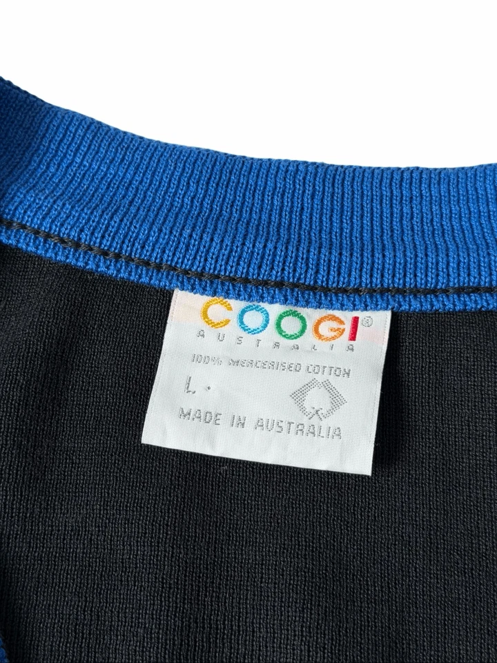 COOGI Sweater Vest Mens Rare L Black Multicolor Cotton Button Front - Image 3 of 4