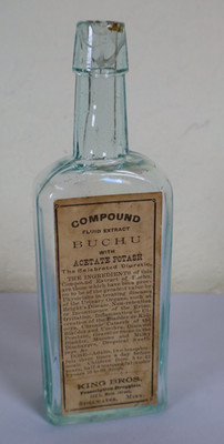 King Bros Buchu w/Acetate Potash Compound Light Aqua EMPTY Bottle RARE