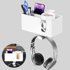 4 in 1 Desk Cup Holder with Storage - Clamp on Under Desk Headphone Hanger - ...