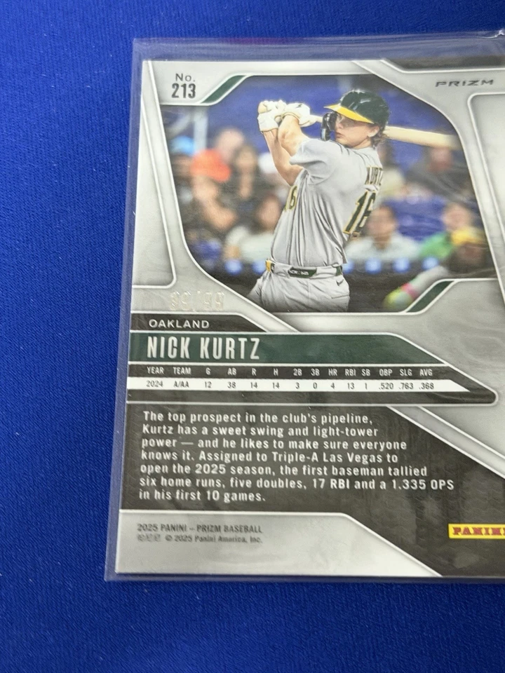 Nick Kurtz 2025 Panini Prizm Red Checker X-Fractor #94/99 Rookie Of The Year A'S - Image 3 of 4