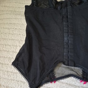 Vintage Ann Summers Black Extra Sheer Peep Corset Lace & Ribbon Trim Size 36DlC