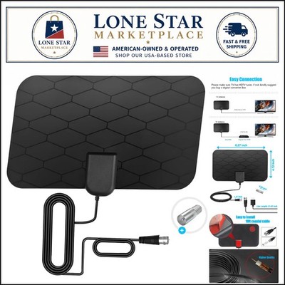 10ft Coaxial Indoor Digital TV Antenna - Supports 4K & Local Channels