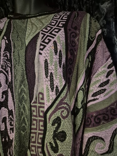 Bergatti XL Coogi Style Sweatshirt Purple Vintage Heavy Knit Hip Hop Style Y2k - Picture 10 of 24
