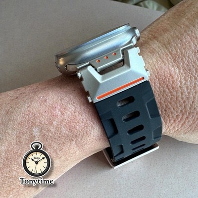 Black Rugged Silicone Apple Watch Band: Sport Strap with Pin Buckle, 42-49mm