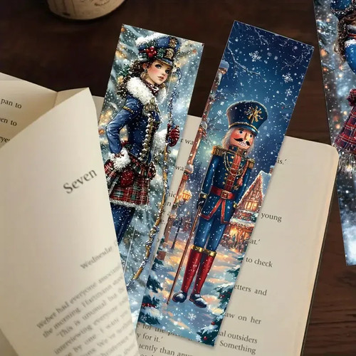🎄Blue Nutcracker Christmas Bookmarks Vintage Reading Markers – Random 10 🎅 - Picture 3 of 3