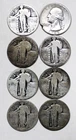 (Lot of 8) SCRAP Quarters 90% Silver- $2.00 Face - STANDING LIBERTY & WASHINGTON