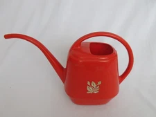 vintage Plastic Water Can Blood Orange 1970's indoor plant watering can