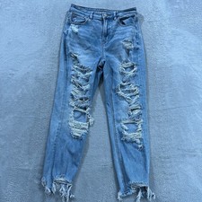 American Eagle Jeans Women 4 Short Mom Distressed High Rise Western Y2K