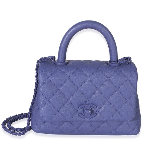 Chanel Purple Quilted Incognito Mini Coco Top Handle Flap Bag