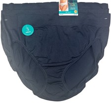 Vanity Fair 3-Pack Brief Panties BEYOND COMFORT Hi-Cut BLACK Nylon Size 8 XL
