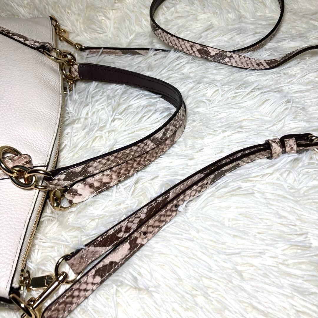 COACH 2way Shoulder Bag Cream Python Pattern Gold… - image 8
