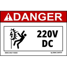 10 Pack 4x6 Volt Rating 220 Volt Dc Label Sticker Decal 1143