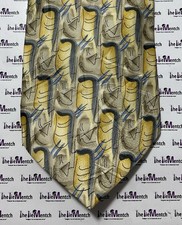 J. GARCIA Silk Tan  Yellow Design Neck Tie 4  New With Tags 